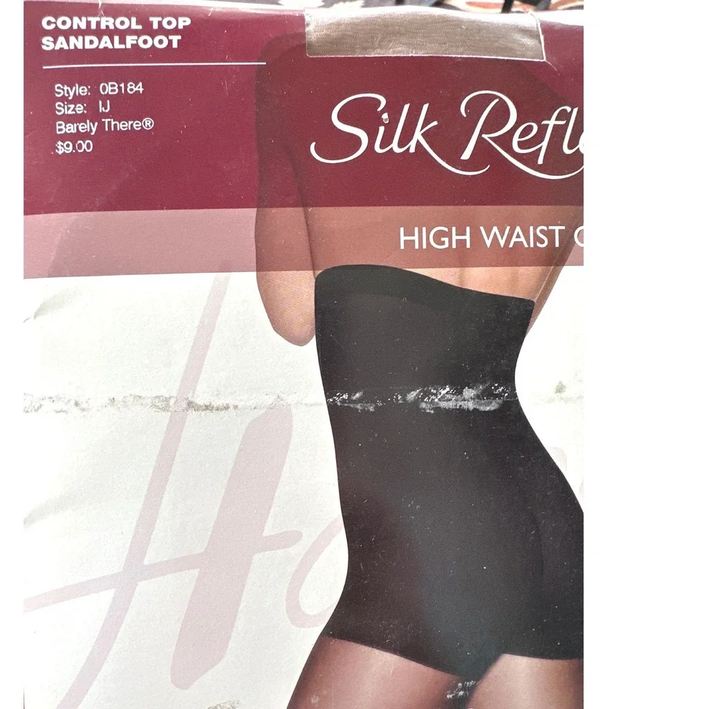 Hanes Silk Reflections High Waist Control Top Pantyhose Barely There Size IJ